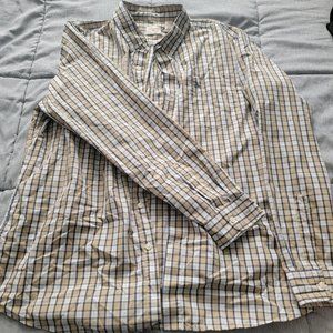 Dockers Yellow Plaid Long Sleeve Shirt, XL